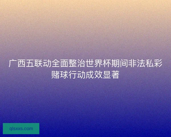 广西五联动全面整治世界杯期间非法私彩赌球行动成效显著
