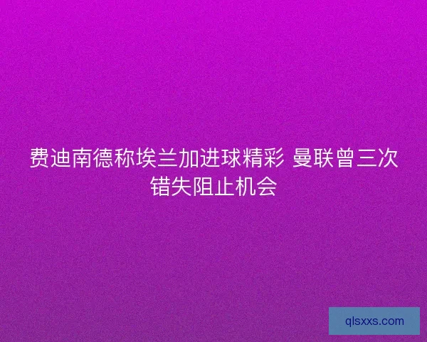 费迪南德称埃兰加进球精彩 曼联曾三次错失阻止机会 费迪南德称埃兰加进球精彩 曼联曾三次错失阻止机会