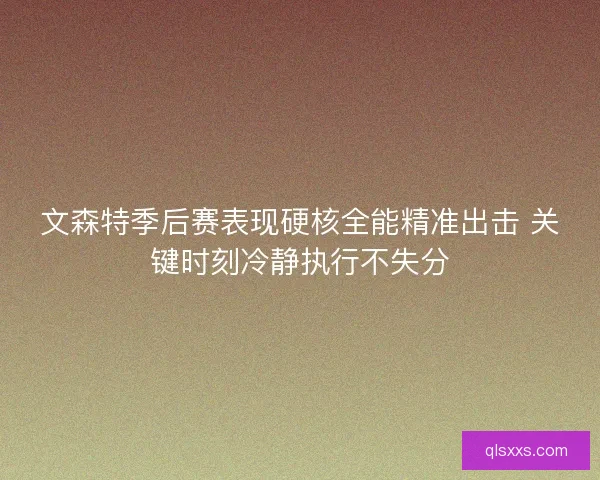 文森特季后赛表现硬核全能精准出击 关键时刻冷静执行不失分