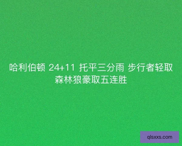 哈利伯顿 24+11 托平三分雨 步行者轻取森林狼豪取五连胜